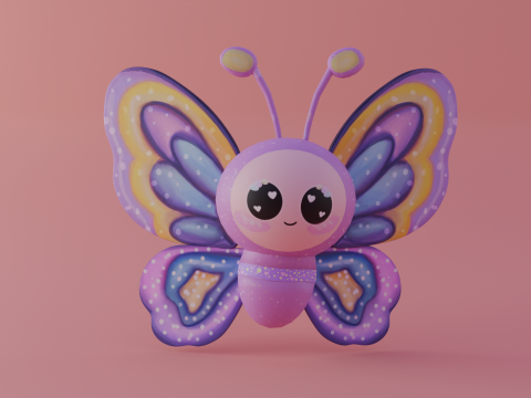 Animated Kawaii Butterfly Cute Stylized in FBX Textures Model 3D