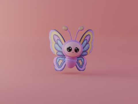 Animated Kawaii Butterfly Cute Stylized in FBX Textures 3D Model