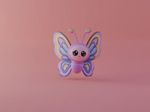 Animated Kawaii Butterfly Cute Stylized in FBX Textures 3D Model