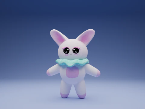कावई खरगोश प्यारा स्टाइलिज्ड गेम तैयार बनावट 3D मॉडल