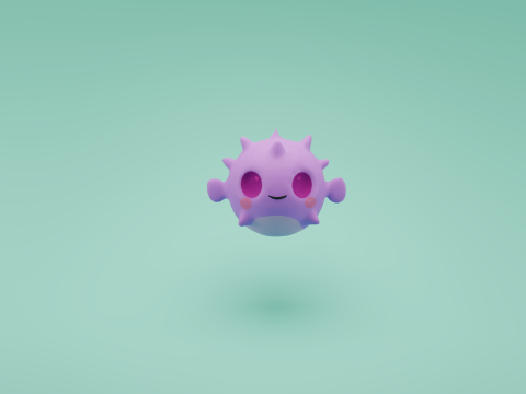 Kawaii Pufferfish Cute Stylized FBX 3D Модель