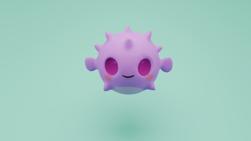 Kawaii Pufferfish Cute Stylized FBX 3D Model .c4d .max .obj .3ds .fbx .stl .blend 