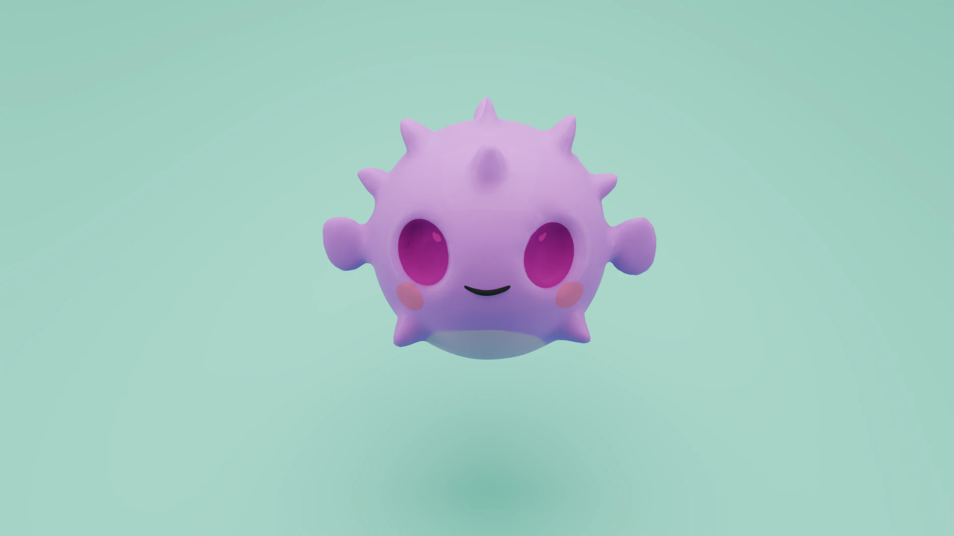 Kawaii Pufferfish Cute Stylized FBX 3D Model .c4d .max .obj .3ds .fbx .stl .blend 