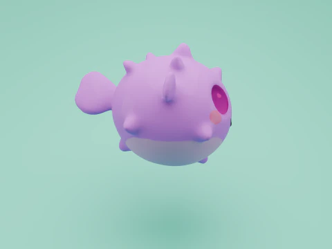 Kawaii Pufferfish Cute Stylized FBX 3D Model