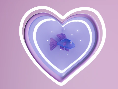 Neon heart lamp 3D Model