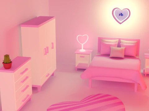 Neon heart lamp 3D Model