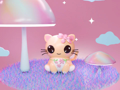 Lindo gato 3D 3D Model