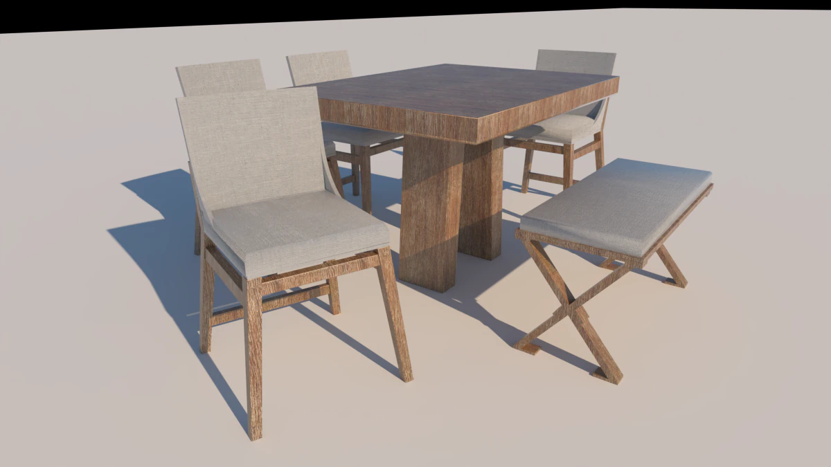 dining table 3D Model .c4d .max .obj .3ds .fbx .stl .blend 