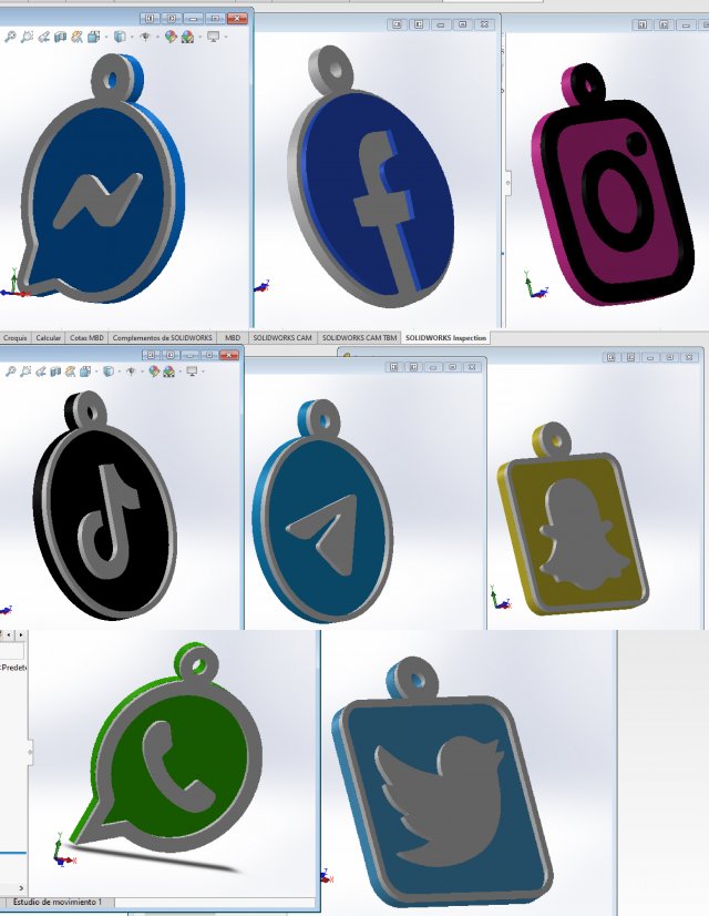 key-chain social networks Model do druku 3D .c4d .max .obj .3ds .fbx .stl .blend 