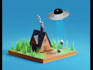 house with ufo CG Textures