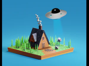 house with ufo CG Textures
