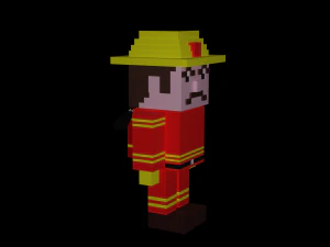3D Low Poly Firefighter 3D Model