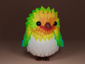 Model burung lowpoly yang lucu Model 3D