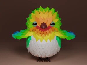 Model burung lowpoly yang lucu Model 3D