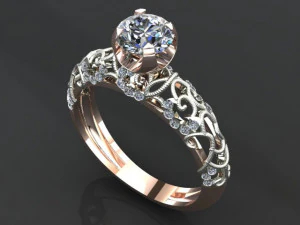 bague solitaire Modèle 3D
