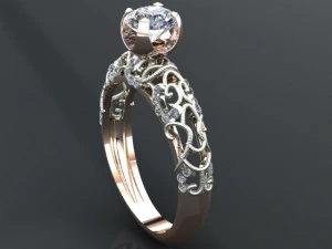 bague solitaire Modèle 3D