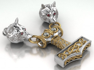 wolf pendant Modèle 3D