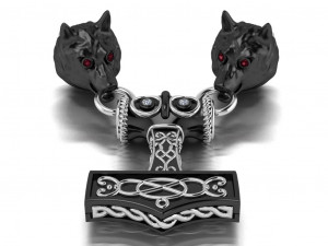 wolf pendant Modèle 3D