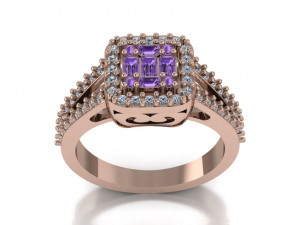 halo engagement ring Modelo 3D