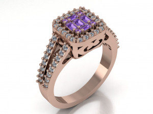 halo engagement ring Modelo 3D