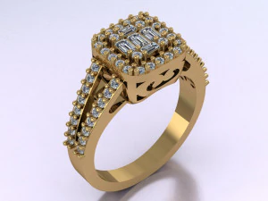 halo engagement ring 3D Model