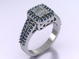 halo engagement ring Modelo 3D