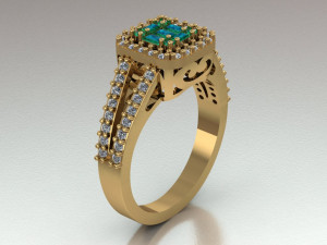 halo engagement ring Modelo 3D