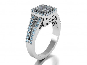 halo engagement ring Modelo 3D
