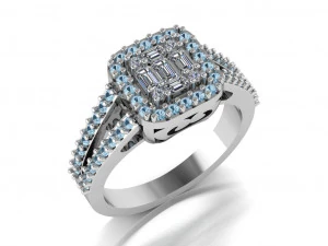 halo engagement ring 3D Model