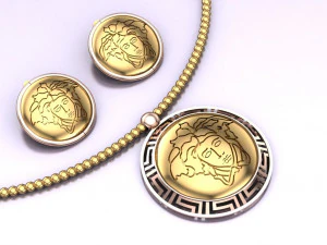 Medusa-Anhänger und Ohrring 3D Modell