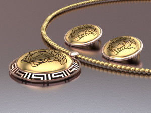 medusa pendant and earring 3D Model