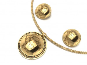 medusa pendant and earring 3D Model