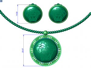 medusa pendant and earring 3D Model