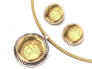 medusa pendant and earring 3D Model