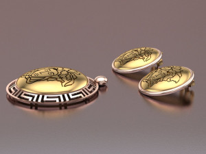 medusa pendant and earring 3D Model