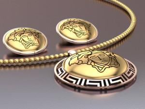 medusa pendant and earring 3D Model