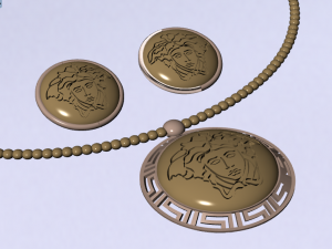 medusa pendant and earring 3D Model