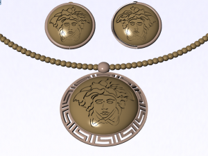 medusa pendant and earring 3D Model