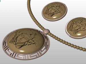 medusa pendant and earring 3D Model