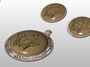 medusa pendant and earring 3D Model