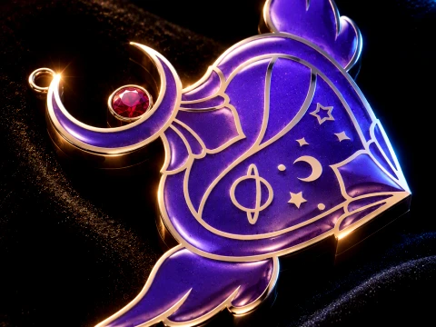 Winged Heart and Moon Pendant jewelry - For Her 3D Print Model