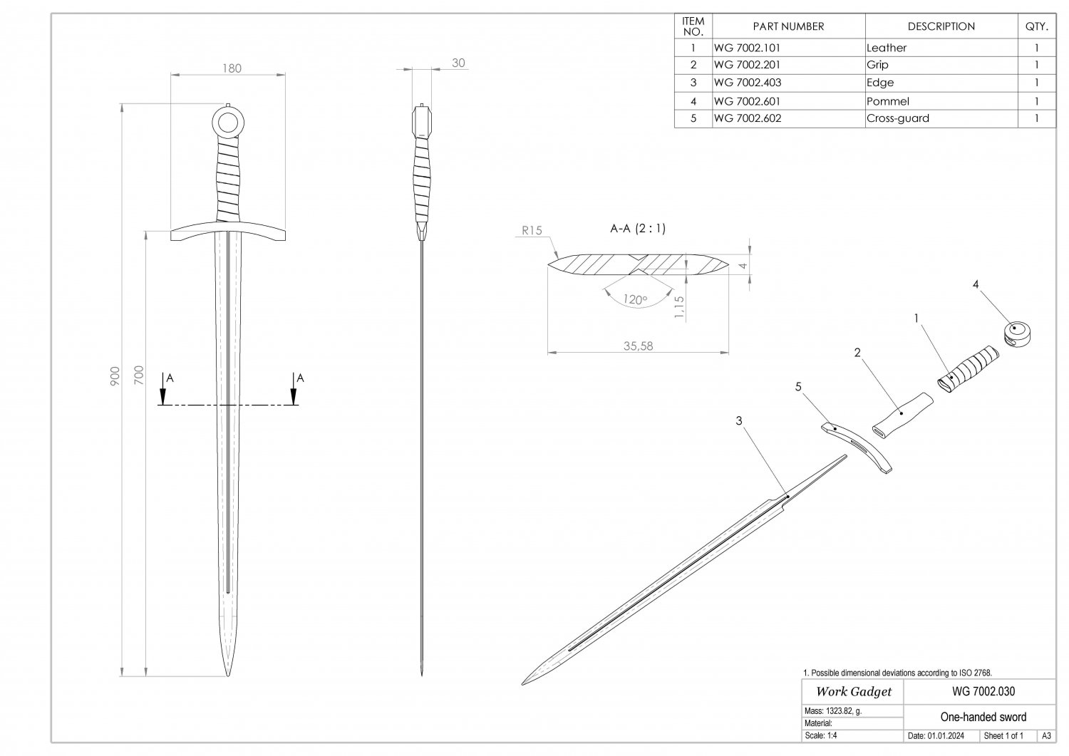 WG 7002 - 15th Century Sword 3D Модель In Рукопашное 3DExport