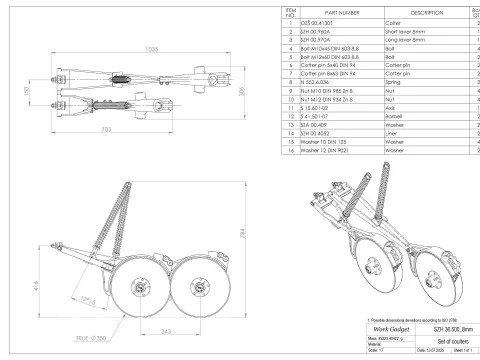 Coulter unit with linkage 3D Model