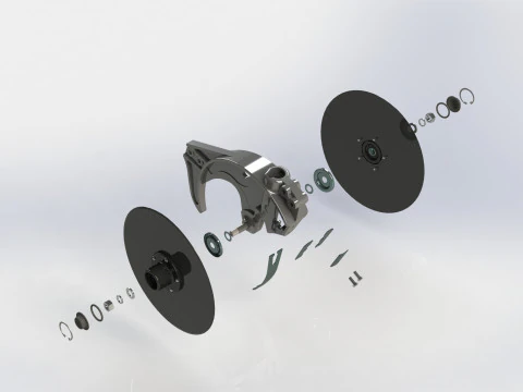 Coulter unit with linkage 3D Model