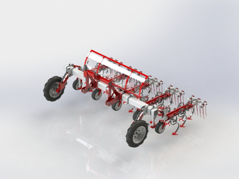 WG 0002 - STL Row-Crop Cultivator Range 3m 3D Model