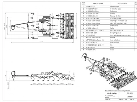 WG 0005 - STL Cultivator of continuous processing 3m 3D Model