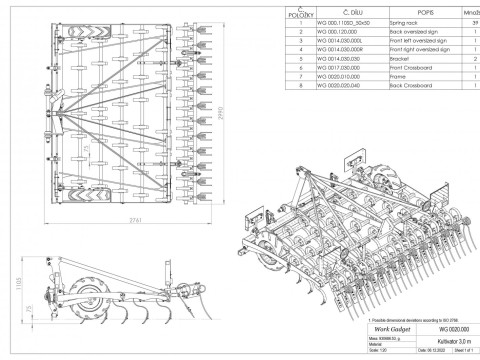 WG 0020 - STL Tine harrow 3m 3Dモデル
