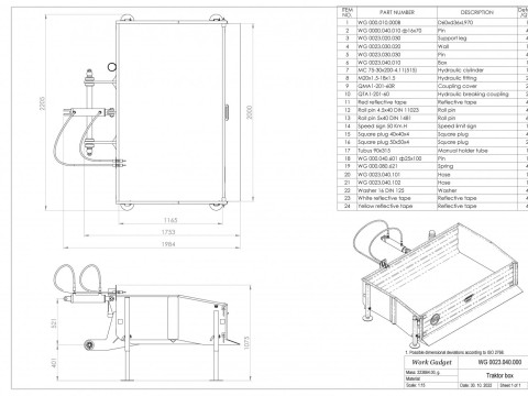WG 0023 - STL Transport Box for tractor 3Dモデル