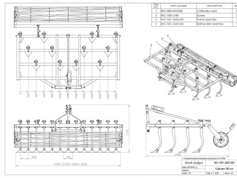 WG 1001 - STL Landscape cultivator 5 in 1 3D Model