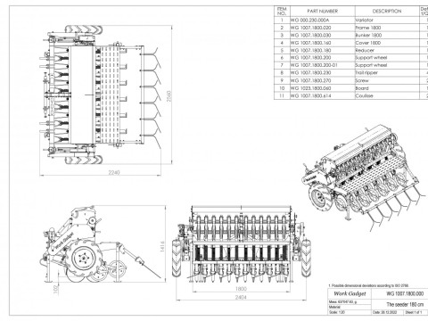 WG 1007 - STL Mounted mechanical seed drill 5 in 1 3D 모델